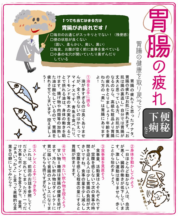 2009年7月号 胃腸の疲れ　便秘、下痢など